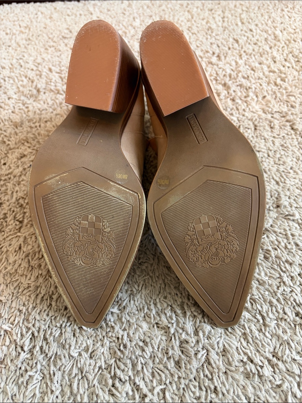 Vince Camuto Beige Suede Ankle Booties with Stacked Heel - Picture 5 of 5